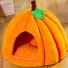 Halloween Pumpkin Shaped Cat Bed Comfortable Cave Bed Fully Wrapped Cave House for Winter Home Indoor Pet Warmth