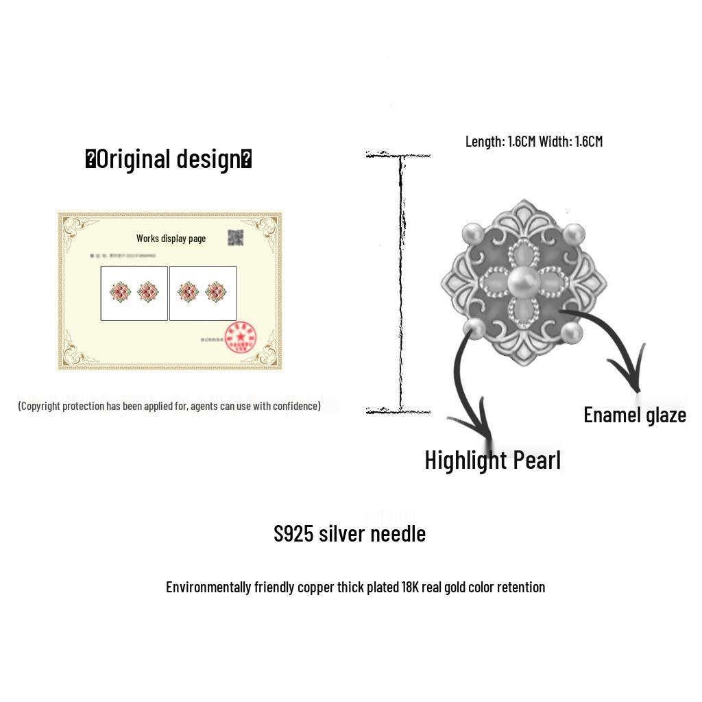 18k Gold Plated Enamel Drip Glaze Retro Stud Earrings: Ethnic Color Block Luxury for Women