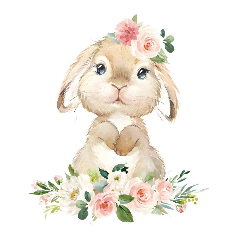 Cartoon Niedlicher Hase Blume Tier Wandaufkleber Abnehmbar für Schlafzimmer Wohnzimmer Kinderzimmer Hintergrund Dekoration Wandtattoos