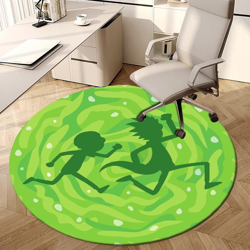 1pz Tappeto Rotondo Corsa Rick e Morty, Realizzato in Poliestere, Perfetto per Decorare Sedie da Ufficio, Soggiorni, Un Tappeto Decorativo Vivace