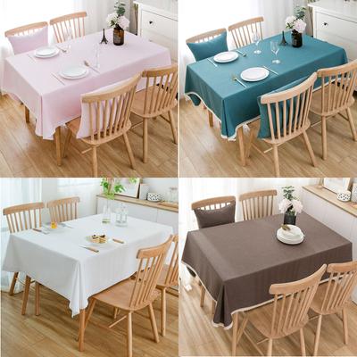 Nappe Rectangulaire en Coton et Lin Couleur Unie Nappe de Bureau Nappe de Restaurant