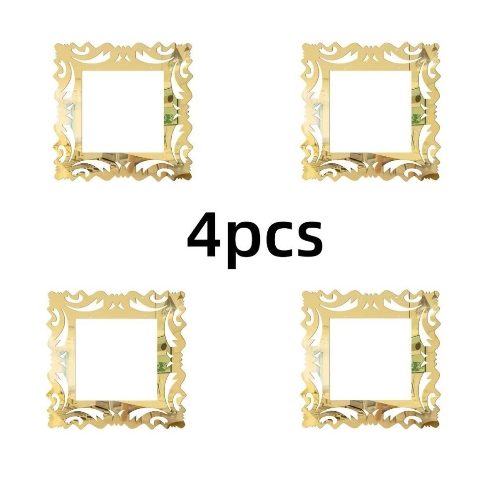 

4PCS 15X15cm Switch Sticker Photo Frame Mirror Style Wall Stickers Decor Wall Decoration Home Decor For Shop Home Living Room золотой