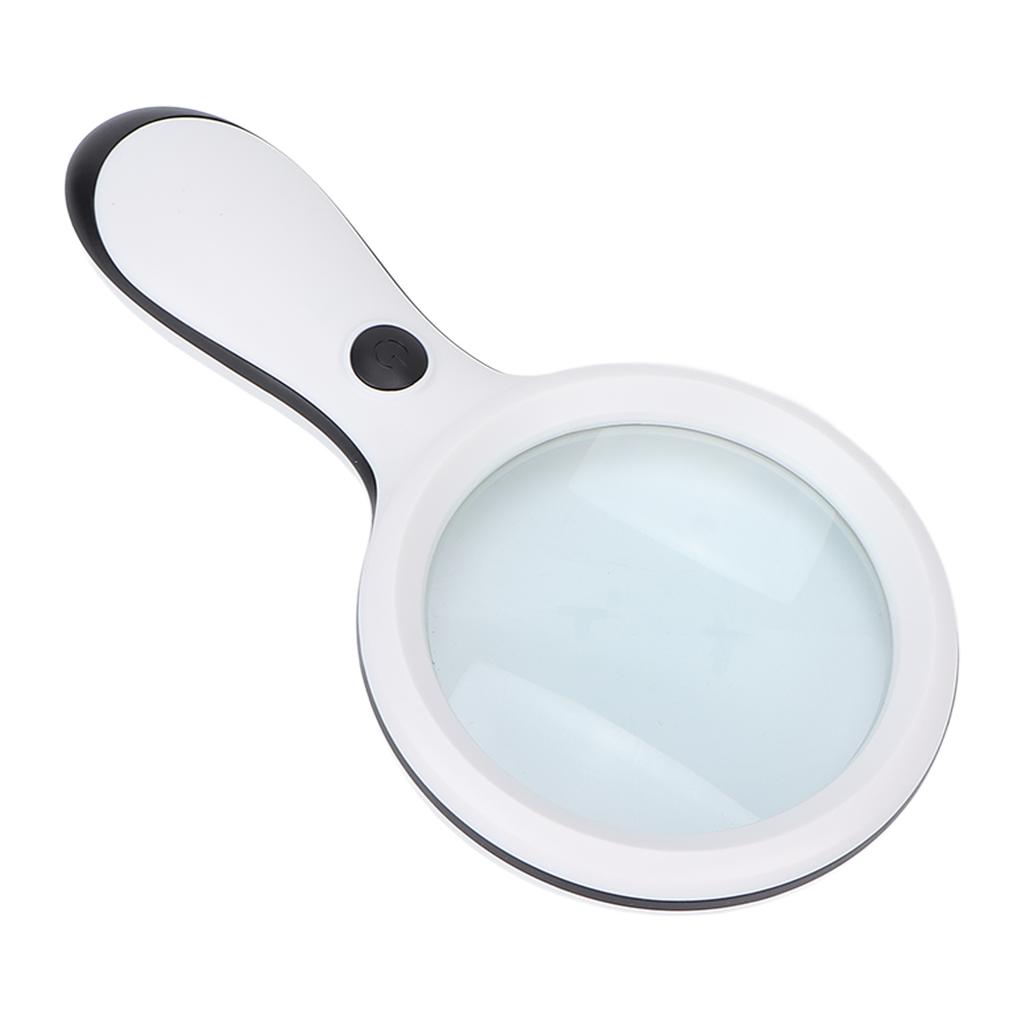 Handliche Leselupe LED-Lupe 10-fach 88mm zum Lesen von Büchern und ZeitungenWeiß