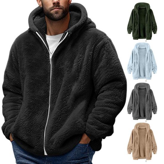 Men Fleece Hooded Jacket Winter Warm Zip Up Sweatshirt Soft Breathable Coat Casual Outerwear for Outdoor Sports And Daily Use