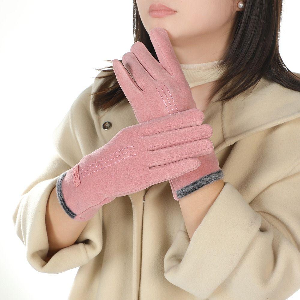 Keep Warm Winter Velvet Gloves Solid Color Women Mittens Simple  Gloves  Driving