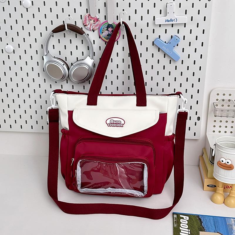 Small fresh, sweet, high-value contrasting color make-up bag, light messenger bag for girls' casual class