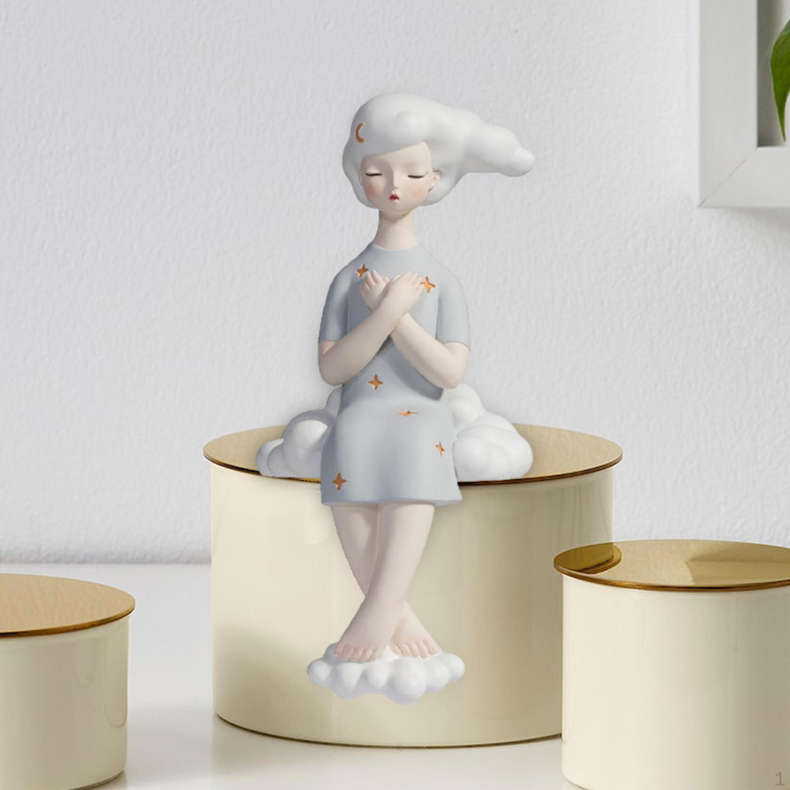 

Статуэтка из смолы для девочек, облачный орнамент, сувенир, подарок, коллекция произведений искусства, коллекционная скульптура, стол White 11.5x12.5x27cm