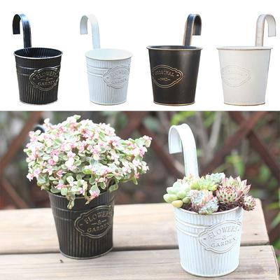 Wall Mounted Hanging Flowerpot Iron Black White Garden Flower Pot Detachable Hook Home Decoration Hanger Box Planter Garden Yard