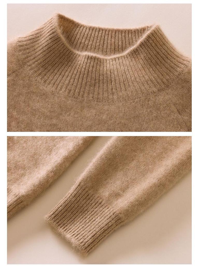 2024 Autumn/Winter Women's Thickened Half-High Neck Cashmere Knit Base Sweater