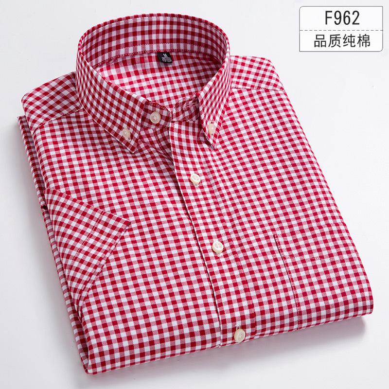 Summer pure cotton men s plaid short-sleeved shirt casual business cotton half-sleeved young and middle-aged shirt S/38