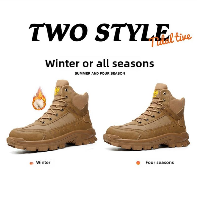 warm plush safety shoes for winter high plastic toe work boots cold-resistant smash-proof puncture-proof man non slip work shoes