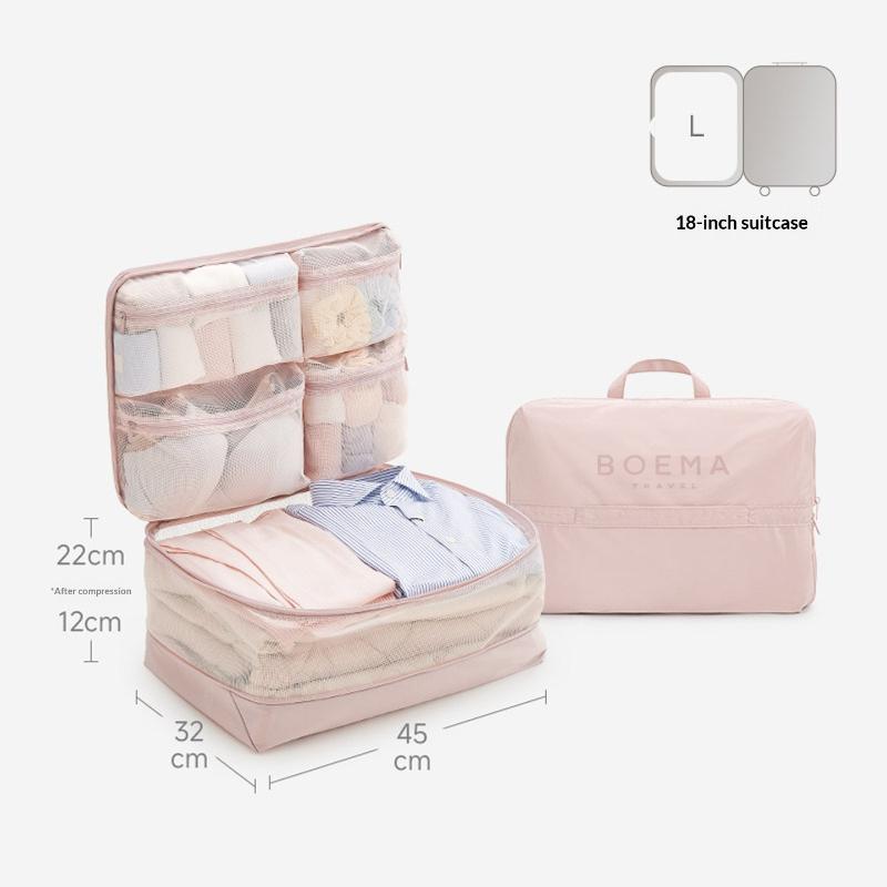 5 In 1 Compression Packing Cubes Travel Luggage Organizer Multi Pocket Clothes Storage Accessories