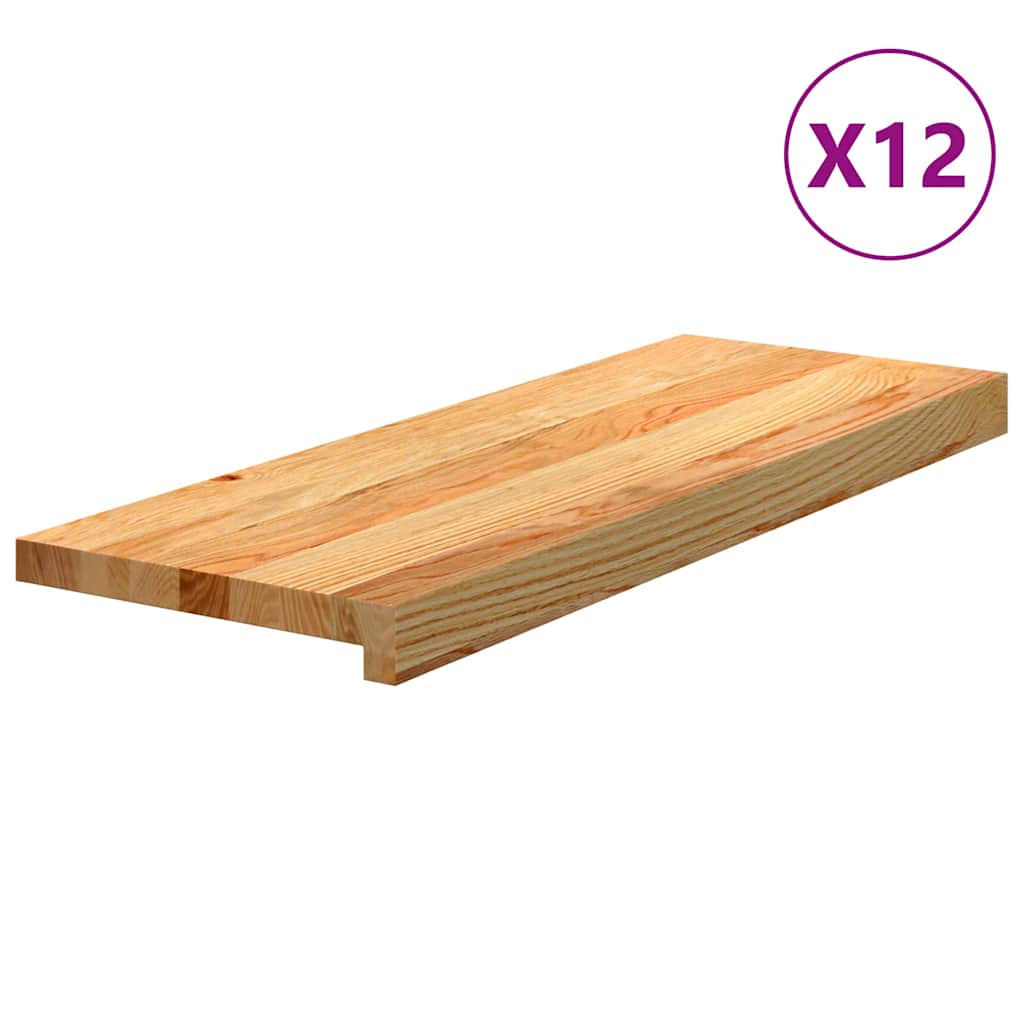 Vidaxl Stopnie Schodowe, 12 Szt. Brązowe 70X25X2Cm Lite Drewno Dębowe