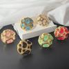 Luxury Geometric Starfish Round Stainless Steel Oil Drip Ear Studs for Women - European and American Style Jewelry