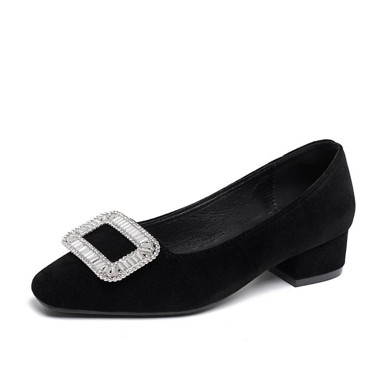Round-toe Thick-soled Glittering Shoes, Versatile, Simple-to-wear Women s Shoes 35 чёрный