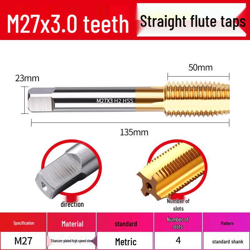 

M27*3 Titanium Plated Tapping Drill Bit M27*3