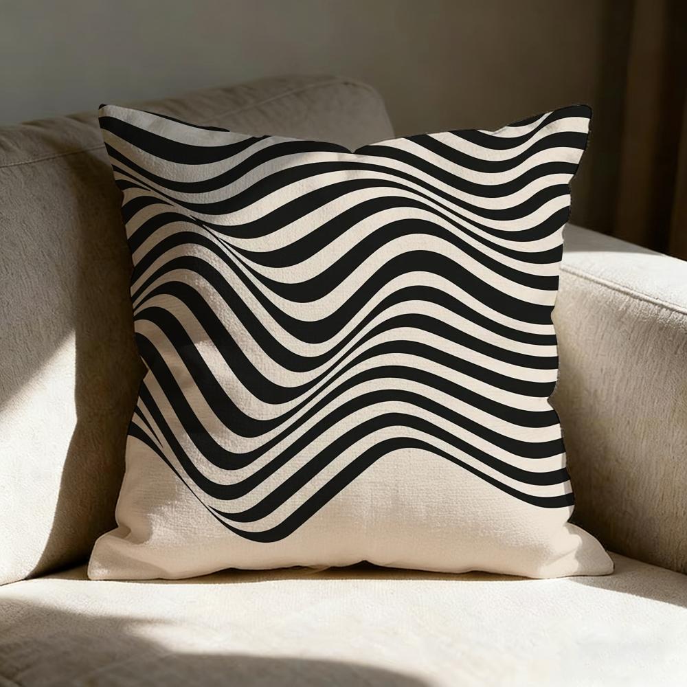 Reduced Geometry Pillow Case Linen Pillow Covers Cover For Couch Living Room Bench Patio Floor Linen Home Decor