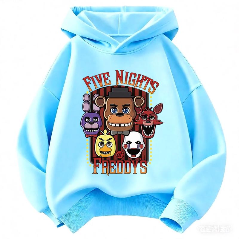 2026 Kids' Fashion Printed Hoodie, Casual Sports FNAF Ghost Doll Themed Sweatshirt, Boys' and Girls' Sweatshirt