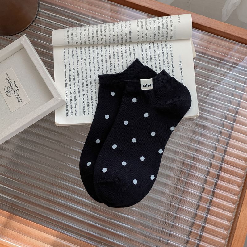 Polka Dot Nice Standard Versatile Trendy Short Boat Socks Casual Simple Socks Thin Cotton