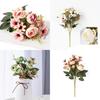 Beautiful 1 Bunch 12 Heads Rustic Retro Tea Rose Silk Artificial Flower Arrangement For Home Decor