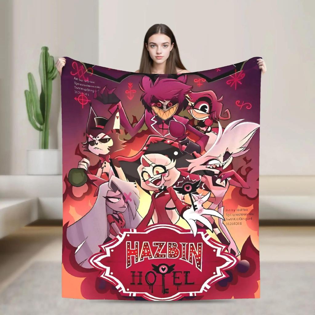 VOX HHazbin Hotel Alastor Game Blanket Warm Soft Plush Throw for Outdoor Travel Flannel Bedspread Cover