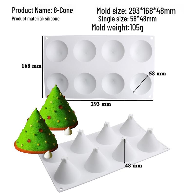 Shenhong Christmas Silicone Mold: 6-Cavity Tree & Santa Decorations for Mousse Cake and Chocolate Baking