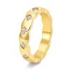Titanium Steel Couple Rings Diamond Checkerboard Rainbow Color 18K Gold Jewelry