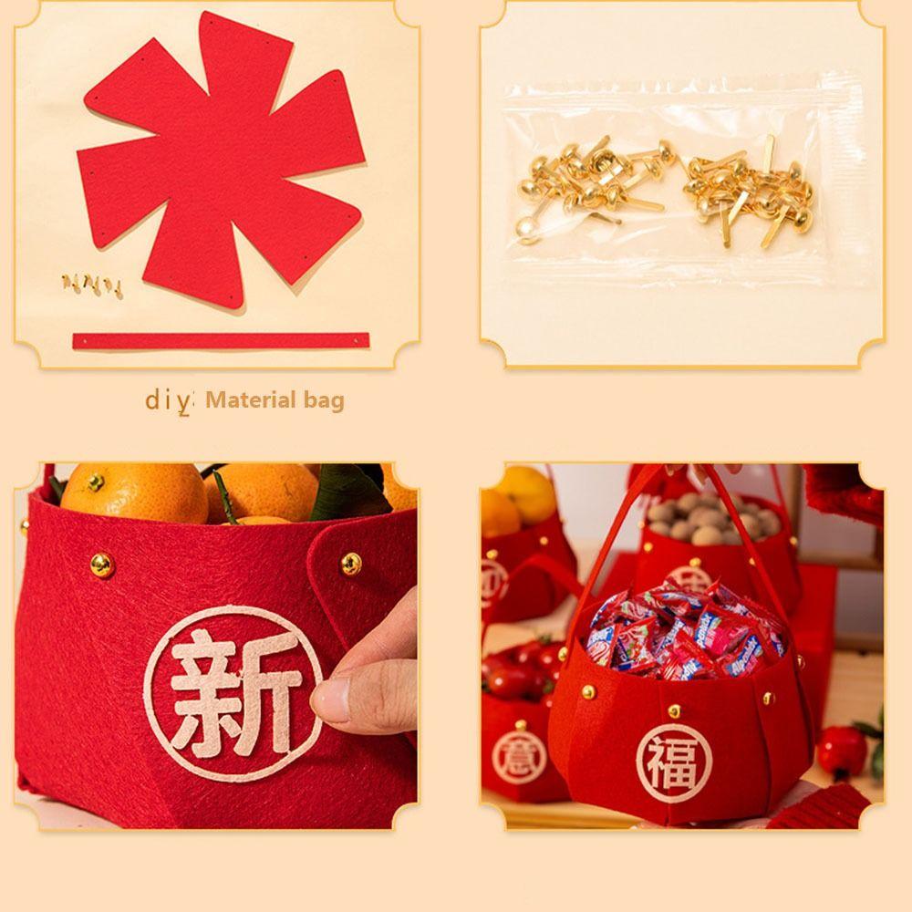Red Candy Storage Bag Thickened Gift Bags Portable New Year Handheld  Fruit Basket  Home Supplies