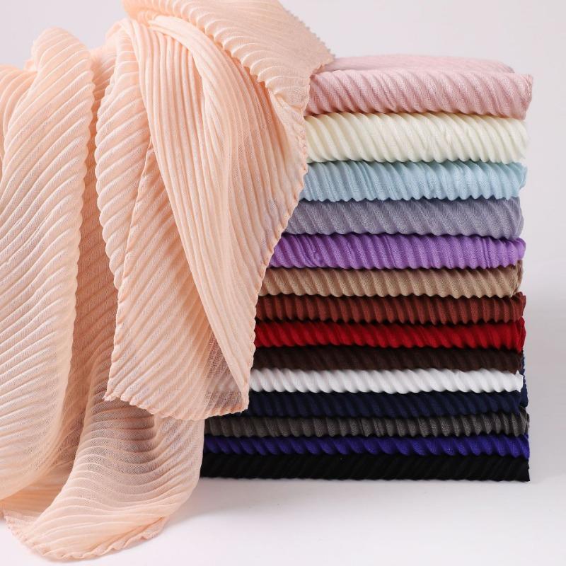 Large Size Pleated Hijab Scarf For Women Muslim Daily Wear