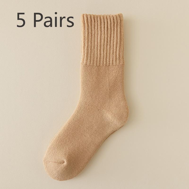 5 Perechi Șosete Bărbați Lână Șosete Tub Mediu cu Îngroșare Lână Iarnă Calde, Absorbție Transpirație, Rezistente la Mirosuri Ciorapi Cașmir