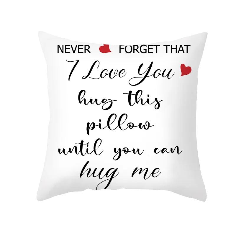 Valentine's Day Wedding Couple Gift Decorative Cushion Cover 45x45cm Throw Pillowcase Letters Heart Love Printed Pillow Covers