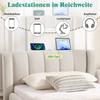 Single Bed 90x200 cm, Side Storage, USB Charging Port, Chenille Fabric, Ergonomic Design, Children's Room, Guest Room, Beige (without Mattress)