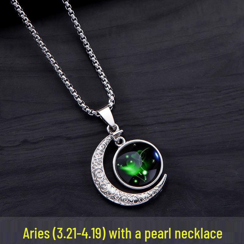 Twelve Constellations Pendant Necklace - Unisex Trendy Retro Earthy Cool Hip Hop Fashion Gift