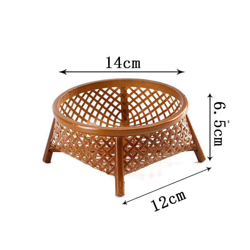 Handwoven Bamboo Fruit Basket with Lacquer Rim, Vintage Snack Box for Tea Parties, Round Storage Holder for Nuts
