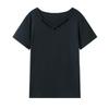 2025 Women's Korean Style V-Neck Short-Sleeve Solid Color T-Shirt