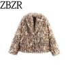 Zbzr Autumn New Women Clothes Western Style Fashion Temperament All-Matching Leopard Print Artificial Fur Long Fleece Outerwear