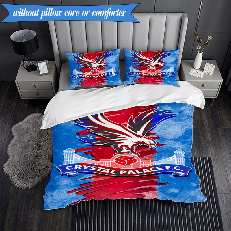 3PCS Crystal Fc Crest Printed Soft Bedding Set,Including 1pc Duvet Cover And 2pcs Pillowcases Perfect for Bedroom, Dormitory, Fan gift