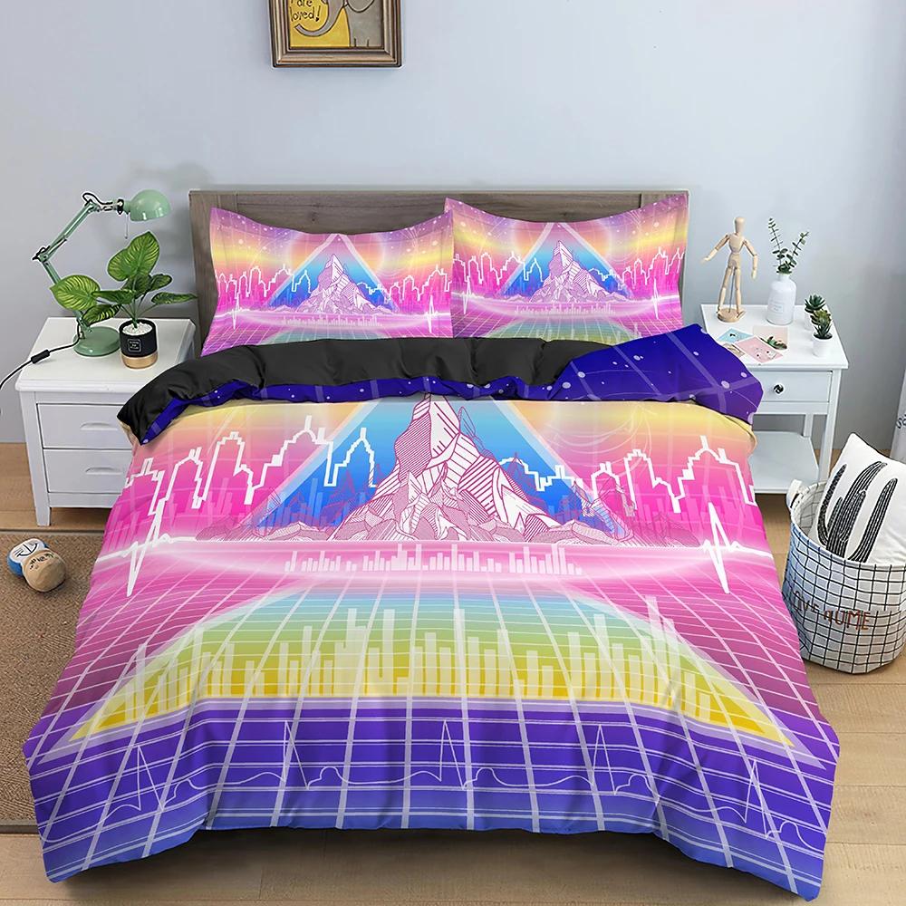 Game Scene King Queen Duvet Cover 3D Neon Bedding Set Youth Hippie Hip Hop Quilt Cover Modern Rock Polyester Comforter Cover