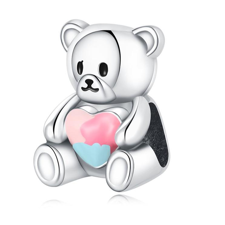 925 Silver Polar Bear Love Bead Happy Bear Series Fit Diy Bracelet Necklace Cute Kids Birthday Party Gifts