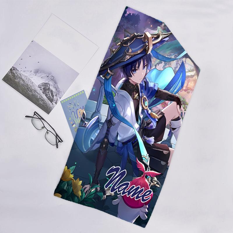 1pc Genshin Impact4 Beach Towel with Custom Name, Beach/Swimming/Bath/Picnic/Camping Towel, Suitable for Seaside Beaches