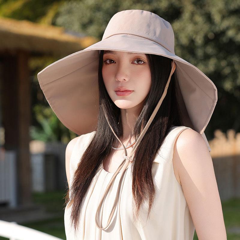 Women's Large Brim Bucket Hat Spring Summer Sunshade Neck Protection Sunscreen Outdoor Fishing Hiking Sun Hat