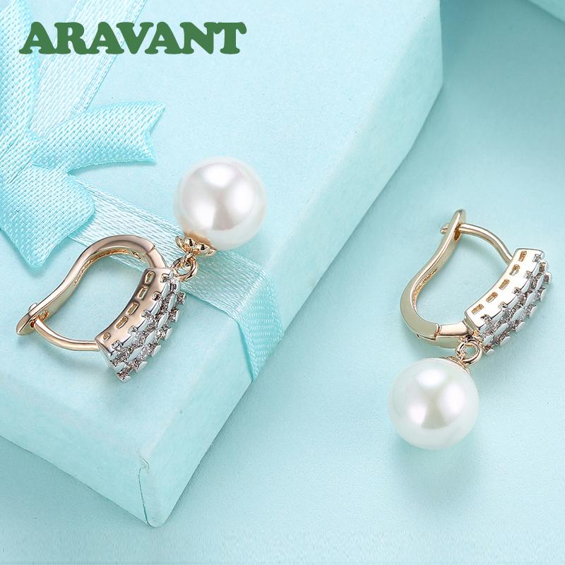 925 Silver 18k Gold Pearl Long Dangle Earring For Women Wedding Jewelry Gift