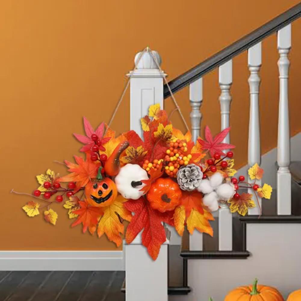 Durable Wall Hanging Props Artificial Halloween Maple Leaf Pumpkin Pendant Realistic   Thanksgiving
