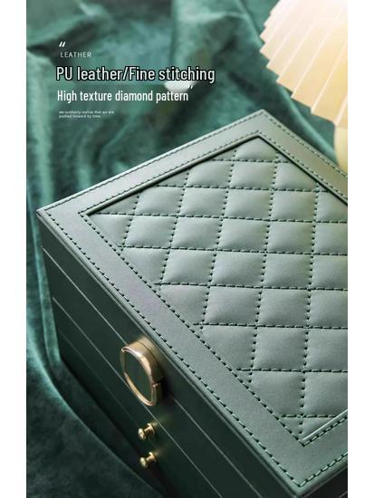 Organizator de Bijuterii Premium cu Trei Straturi cu Sertare pentru Coliere, Cercei, Accesorii și Aur - Depozitare cu Capacitate Mare