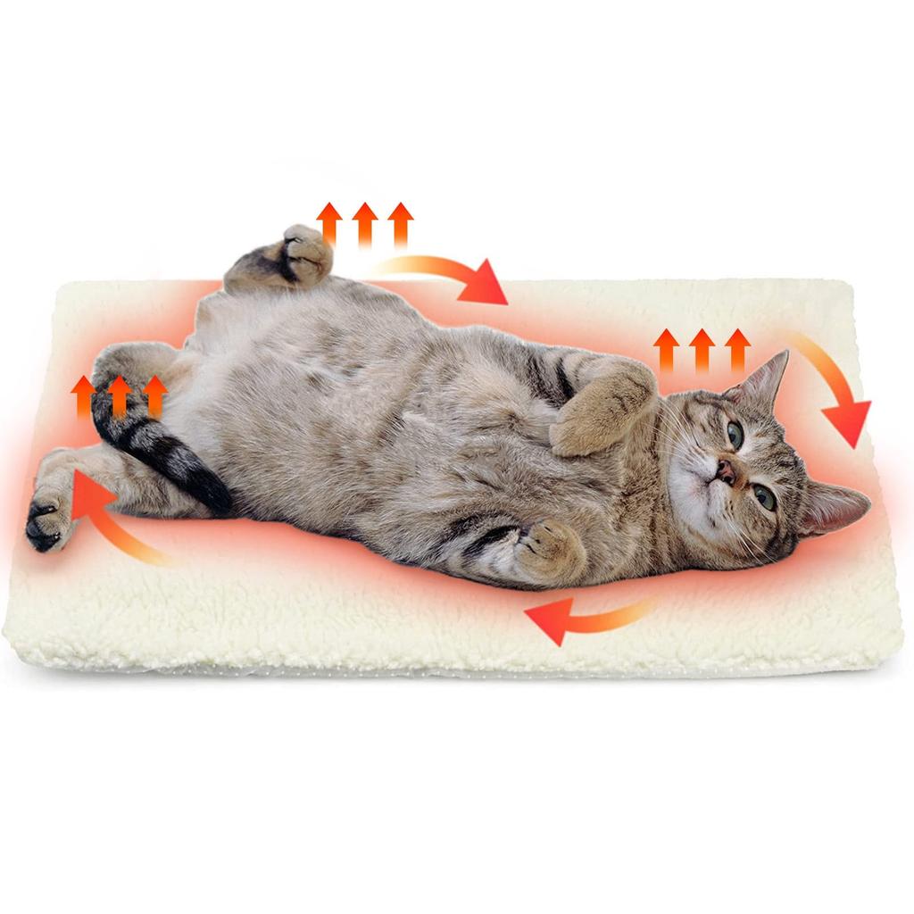 Self-heating pet pad, cat and dog bed mat, warm and removable for washing, beige color