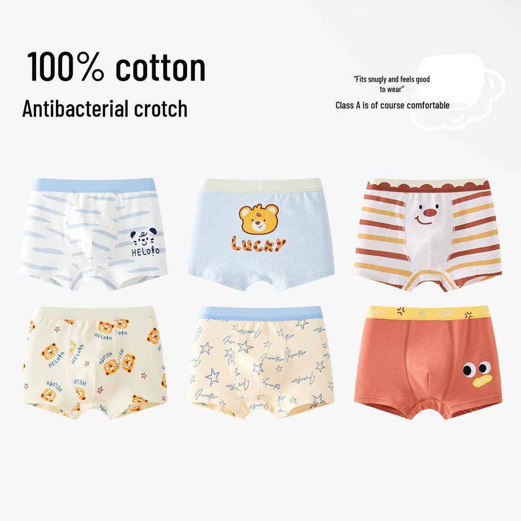 Boys' Pure Cotton Boxer Briefs, Ages 6-12, Comfortable Fit, No Pinching