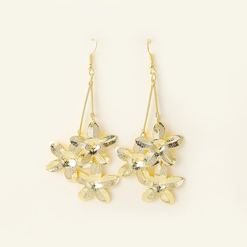 European and American Multi-Layer Hollow Metal Geometric Tassel Earrings