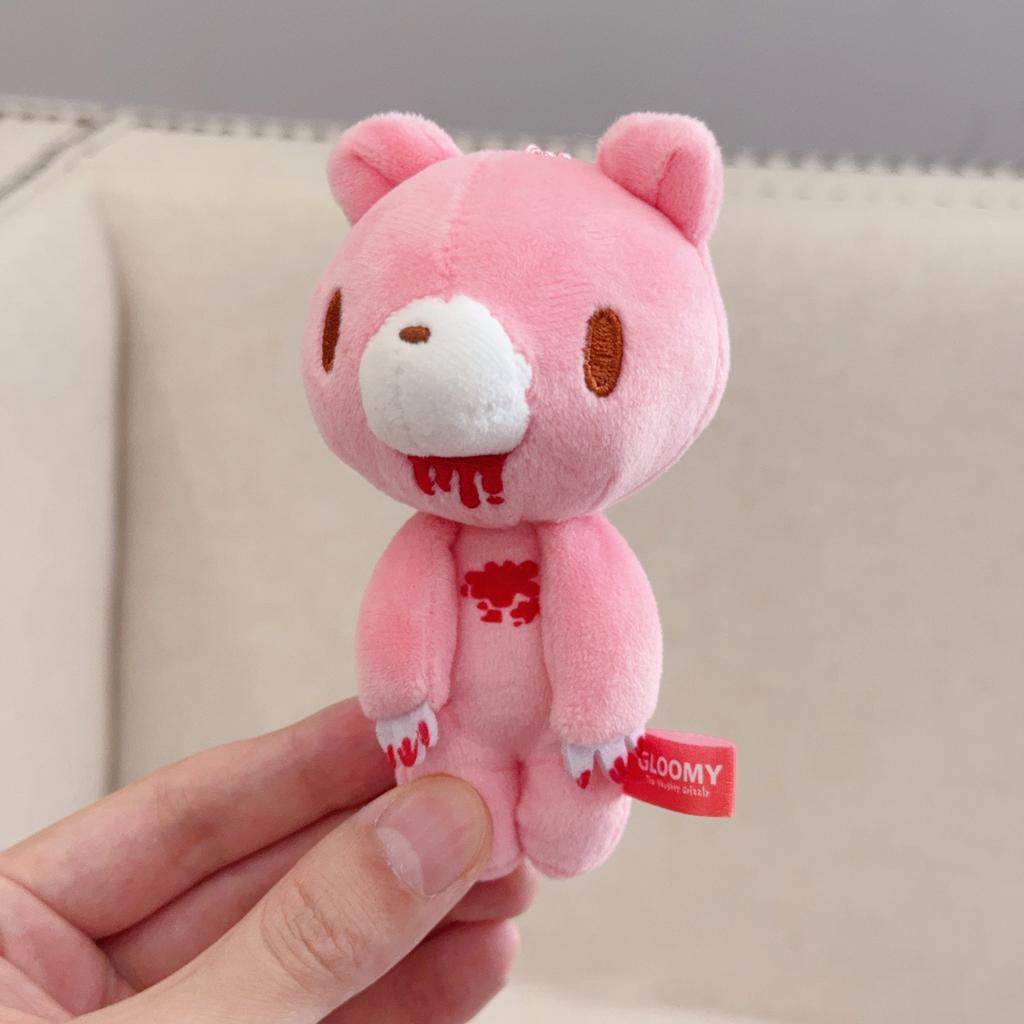 Kawaii Blutrünstiger Bär Schlüsselanhänger Anime Figur Rosa Bär Plüschtier Mädchen Y2K Tasche Zubehör Puppe Kinder Geburtstagsgeschenk