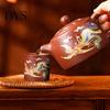 Exquisite Dragon And Phoenix Patterns Teapot with 2 Cups Color-changing Purple Clay Hand-made High-quality Mineral Mud Zisha Tea Set Kung Fu