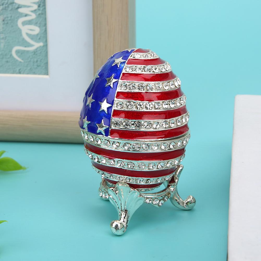 Enameled Easter Egg Trinket Box Jewelry Box Metal Crafts Desktop Decoration Gifts